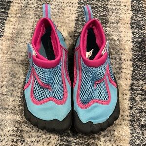 Blue and Pink Water Shoes with Mesh Upper and Slip-On Design
